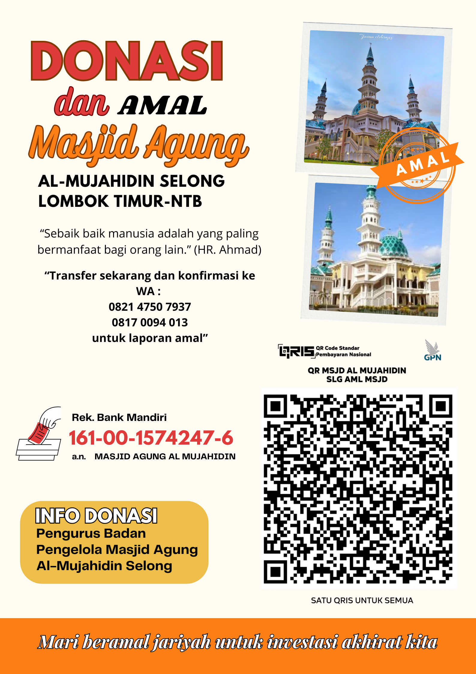 Donasi dan Amal Masjid Agung Al Mujahidin Selong